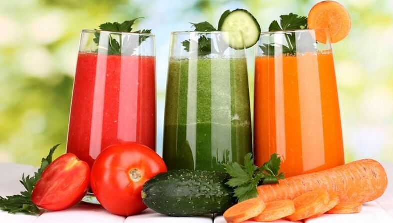 Low-calorie vegetable juices in the diet menu